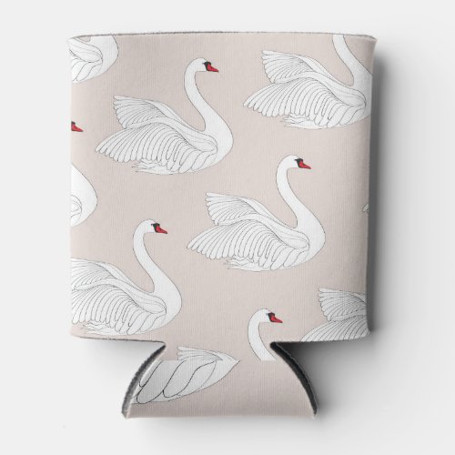 Swan Elegance Ornamental White Pattern Can Cooler