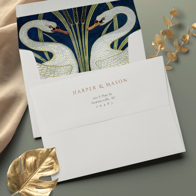 Swan Elegance Wedding Envelope Art Nouveau (Creator Uploaded)