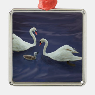 swan family metal ornament