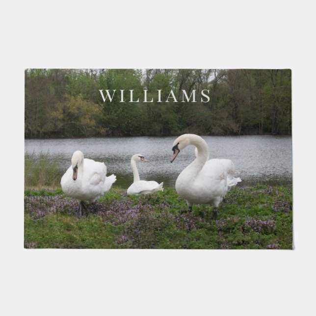 Swan Family Personalized Doormat (Front)