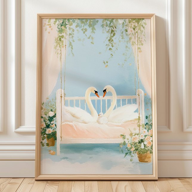 Swan Family Wall Art Print, Romantic Nursery Print (Creator Uploaded)