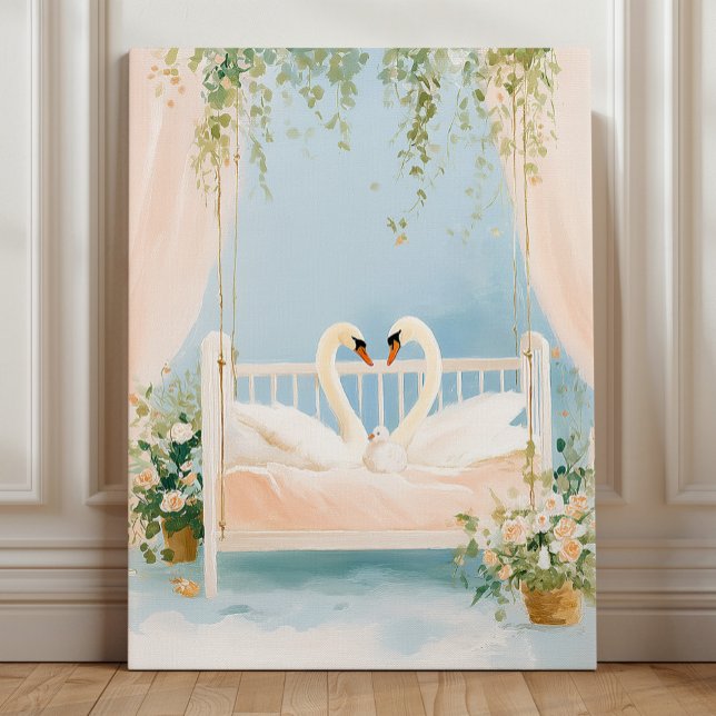 Swan Family Wall Art Print, Romantic Nursery Print Acrylic Photo Tile (Creator Uploaded)