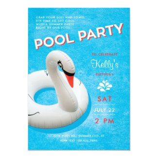 Swan Float Pool Party Invitation