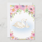 Swan Floral Baby Shower Invitation Girl (Back)