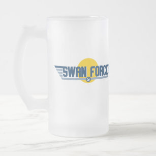 Swan Force Frosted Glass Beer Mug