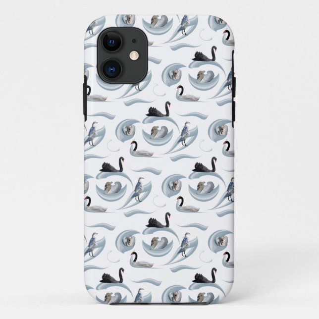 Swan Frenzy iPhone 11 Case (choose colour) (Back)
