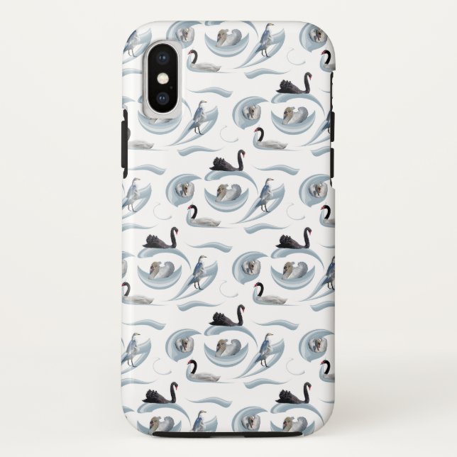 Swan Frenzy iPhone X Case (choose colour) (Back)