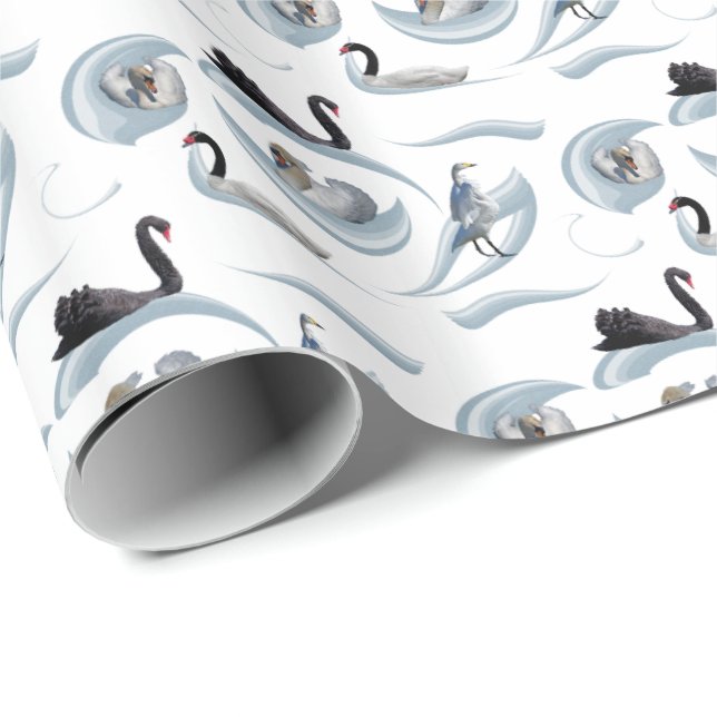 Swan Frenzy Wrapping Paper (choose colour) (Roll Corner)