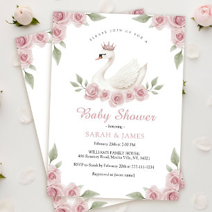 Swan Girl Baby Shower Invitation