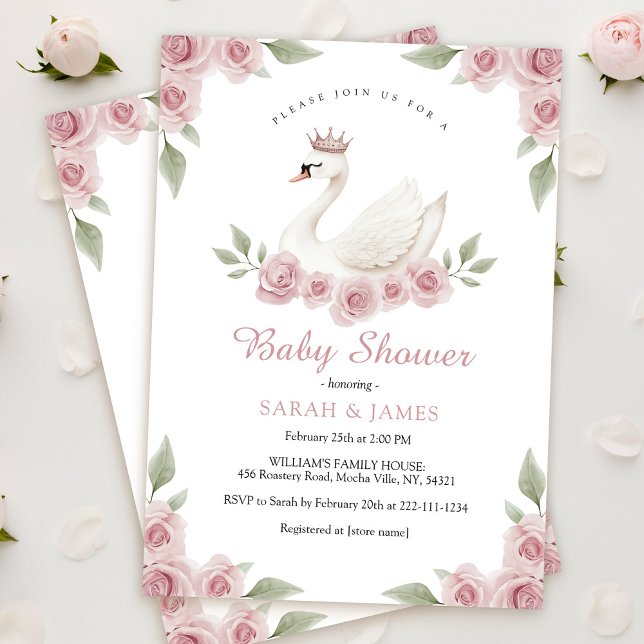 Swan Girl Baby Shower Invitation (Creator Uploaded)