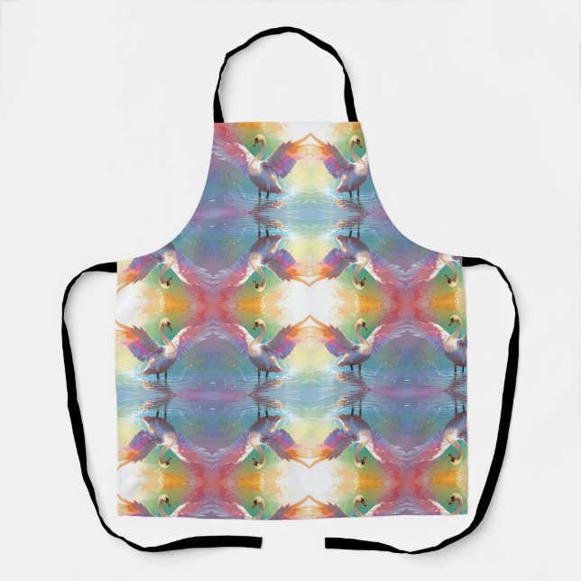 Swan gracefully across a serene pond apron (Front)