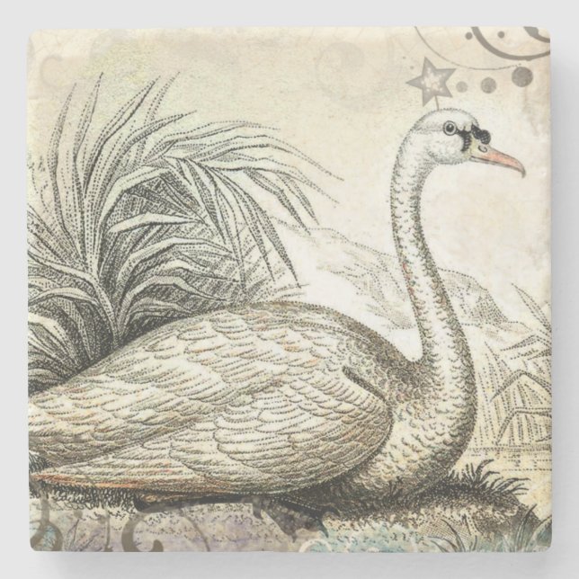 Swan Graphic Stone Coaster (Front)