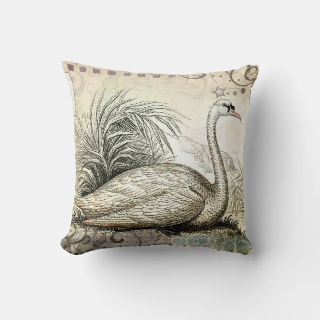 Swan Graphic Throw Pillow (Front)