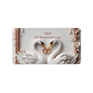 🕊️ Swan Heart Floral Frame Wedding Collection 🕊️ Label
