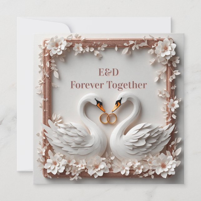 🕊️ Swan Heart Floral Frame Wedding Collection 🕊️ Save The Date (Front)