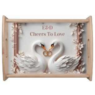 🕊️ Swan Heart Floral Frame Wedding Collection 🕊️ Serving Tray