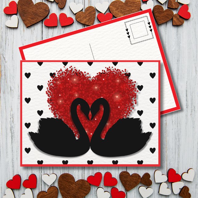 Swan Heart Lifelong Love Valentine Holiday Postcard (Two hearts. One feeling. No extras.)