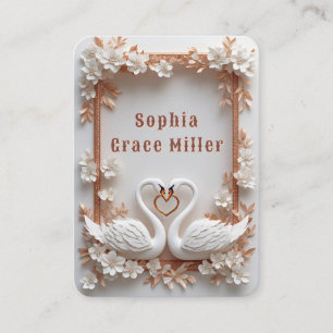 💍 Swan Heart Wedding Decor With Floral Frame 💍 Place Card