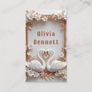 💍 Swan Heart Wedding Decor With Floral Frame 💍 Place Card