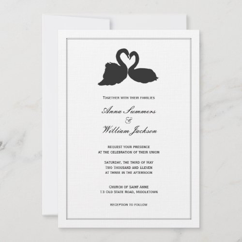 Swan Heart Wedding Invitation