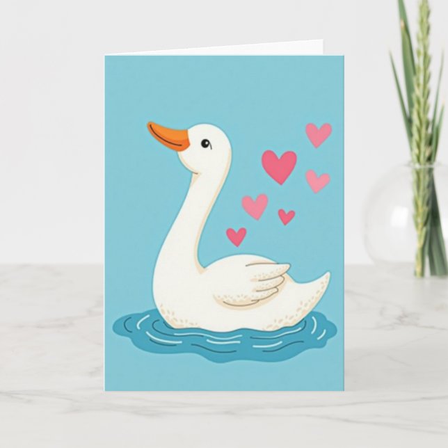 Swan Hearts Lovely Art Card (Front)