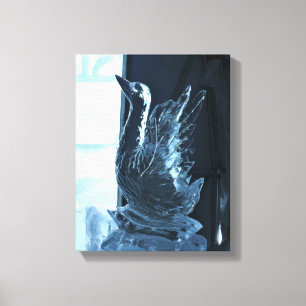 Swan Ice Sculpture, Quebec, Canada Canvas Print