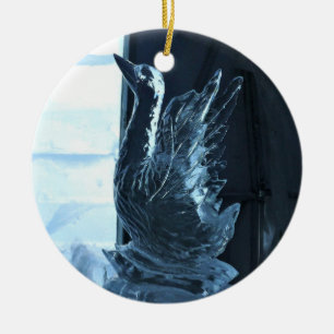 Swan Ice Sculpture, Quebec, Canada Ceramic Ornament