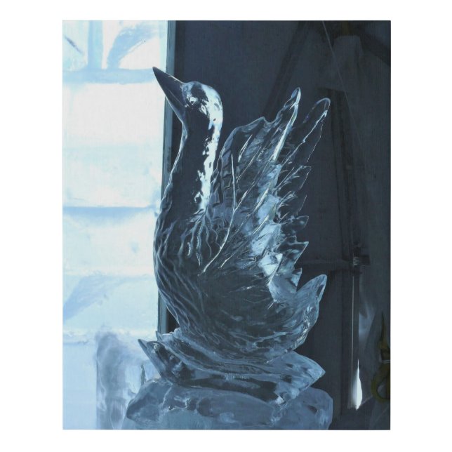 Swan Ice Sculpture, Quebec, Canada Faux Canvas Print (Front)