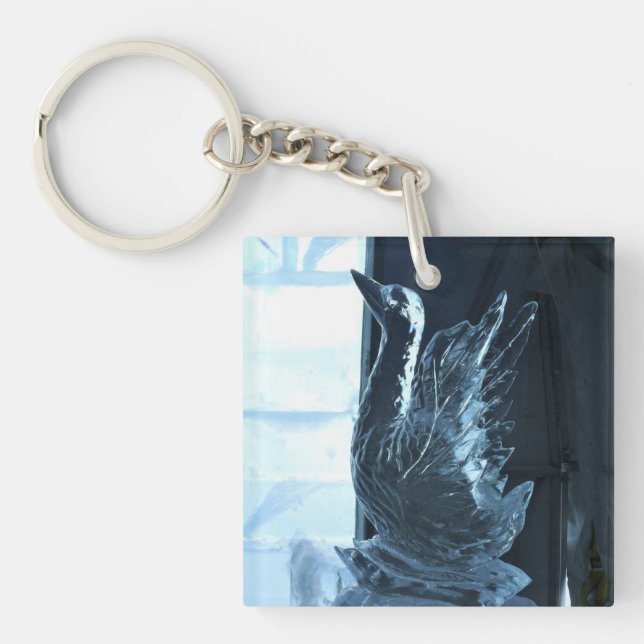 Swan Ice Sculpture, Quebec, Canada Keychain (Front)