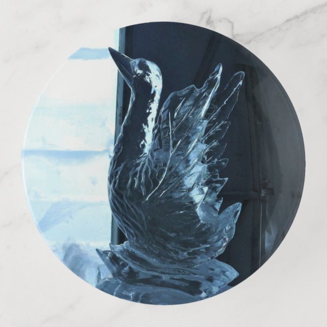 Swan Ice Sculpture, Quebec, Canada Trinket Tray (Front)