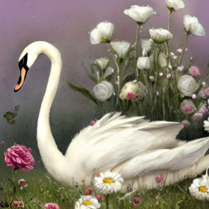 Swan in a Garden Postcard