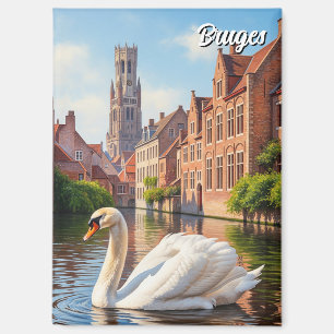 Swan in Bruges Belgium Travel Souvenir Magnet