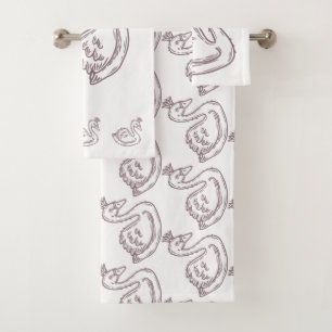 Swan in crown bath towel set