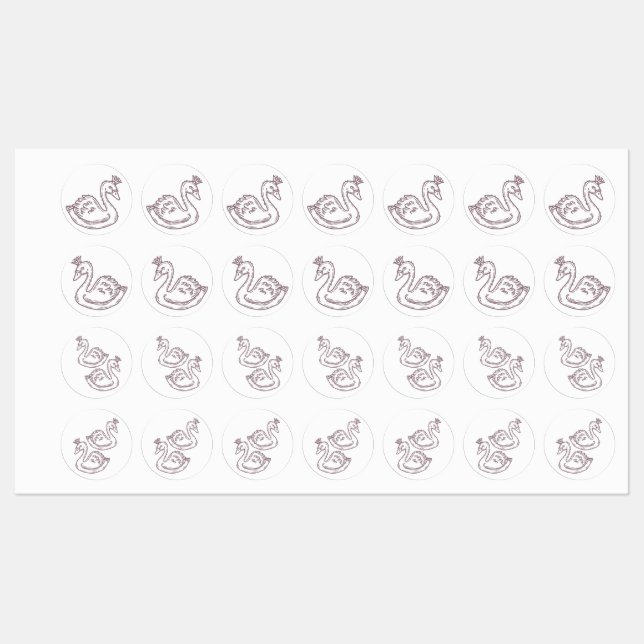 Swan in crown kids' labels (Sheet)