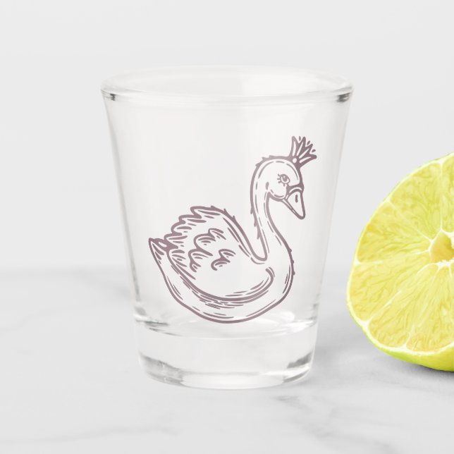 Swan in crown shot glass (Front)