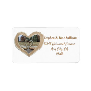 Swan in heart return address mailing label