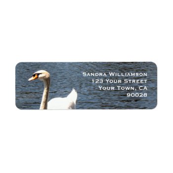 Swan In Lake Label by DonnaGrayson_Photos at Zazzle