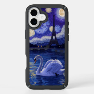 “Swan in Paris: Starry Reflections” iPhone 16 Plus Case
