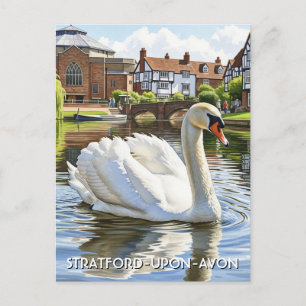 Swan in Stratford-Upon-Avon England Travel Postcard