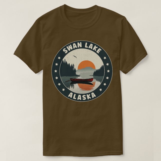 Swan Lake Alaska Sunset TShirt (Design Front)