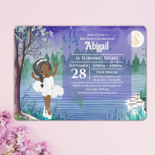 Swan Lake Ballet Spring Pretty Ballerina Birthday  Invitation