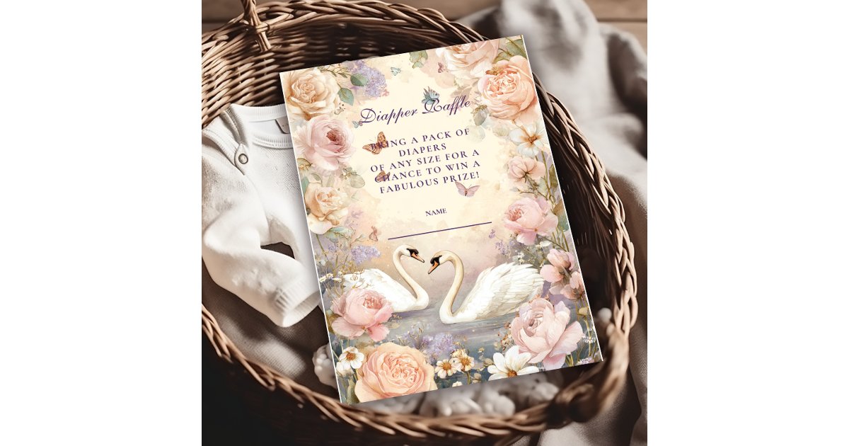 Swan Ranch Raffle Swan Lake Garden Diapper Raffle Enclosure Card | Zazzle