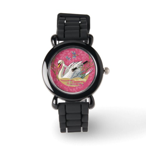 Swan Lake Girls Silver Glitter Watch