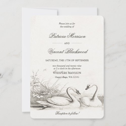Swan Lake Love Wedding Invitation