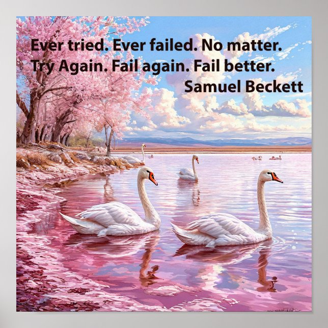 🦢 Swan Lake Pink Tree Dreamscape Inspirational  Poster (Front)
