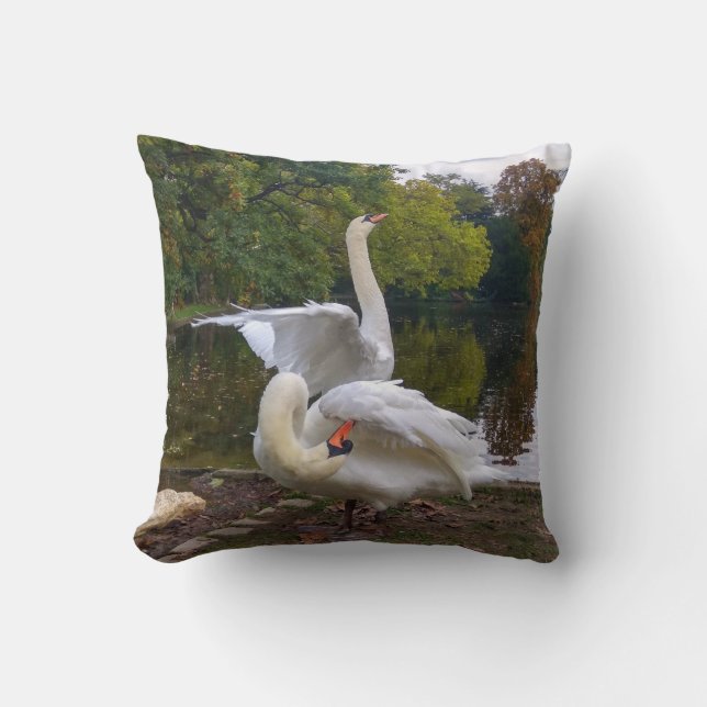 Swan lake throw pillow (Front)