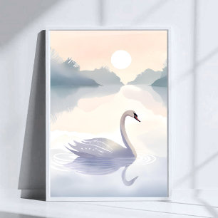 Swan Lake   Watercolor Airy Light Painting Poster