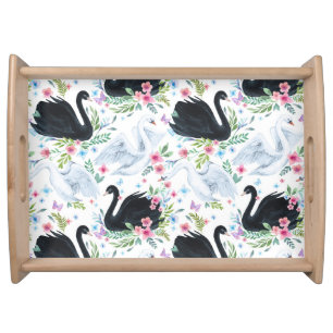 Swan Lake: Watercolor Pastel Pattern. Serving Tray