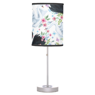 Swan Lake: Watercolor Pastel Pattern. Table Lamp