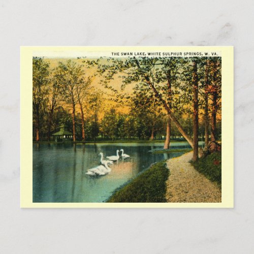 Swan Lake White Sulphur Springs WV Vintage Postcard